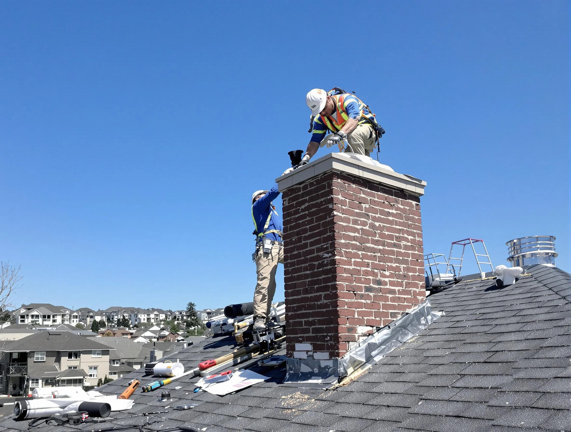 Firestone Chimney Sweep repairing a chimney crown in Firestone, CO