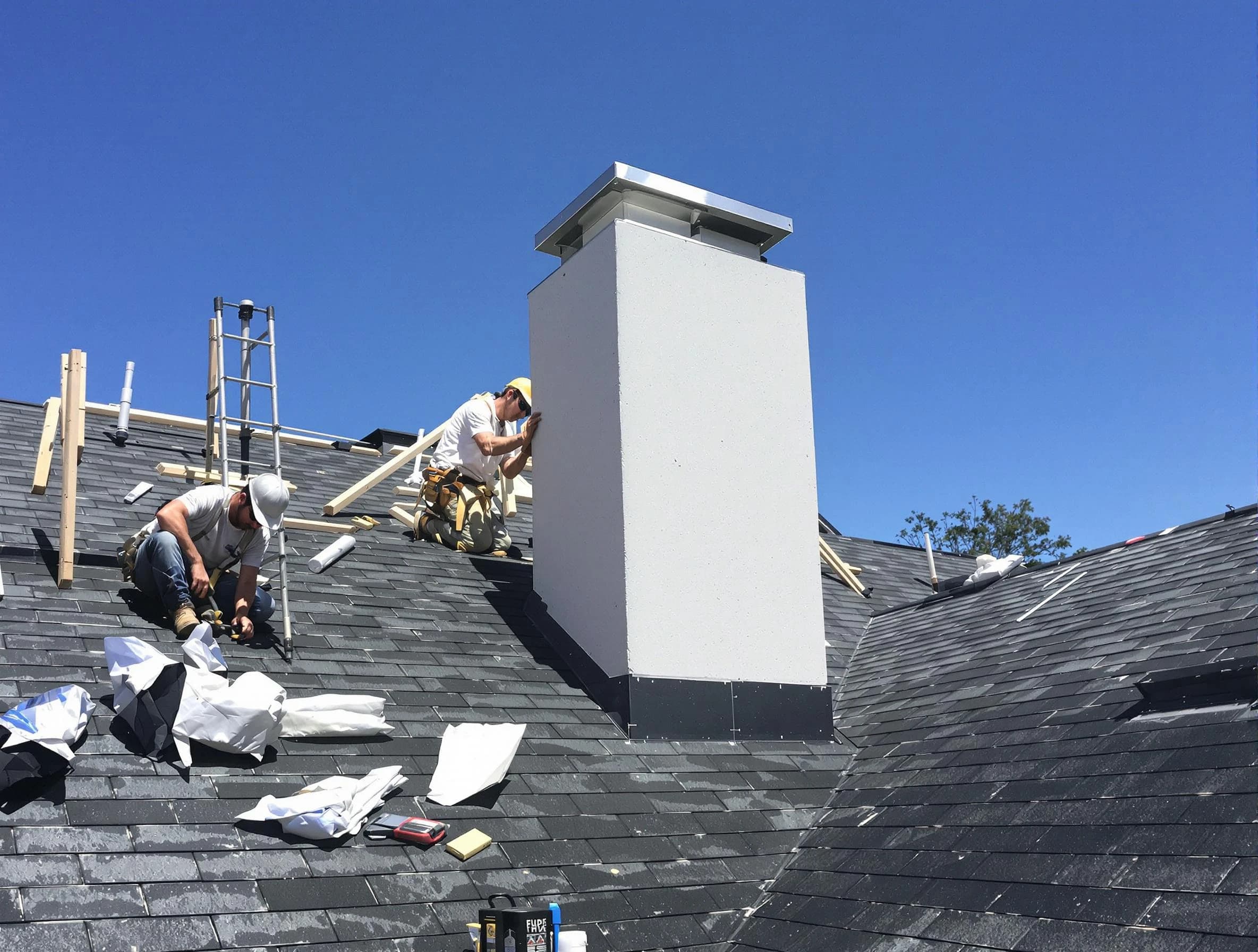 Firestone Chimney Sweep crew installing a new chimney in Firestone, CO