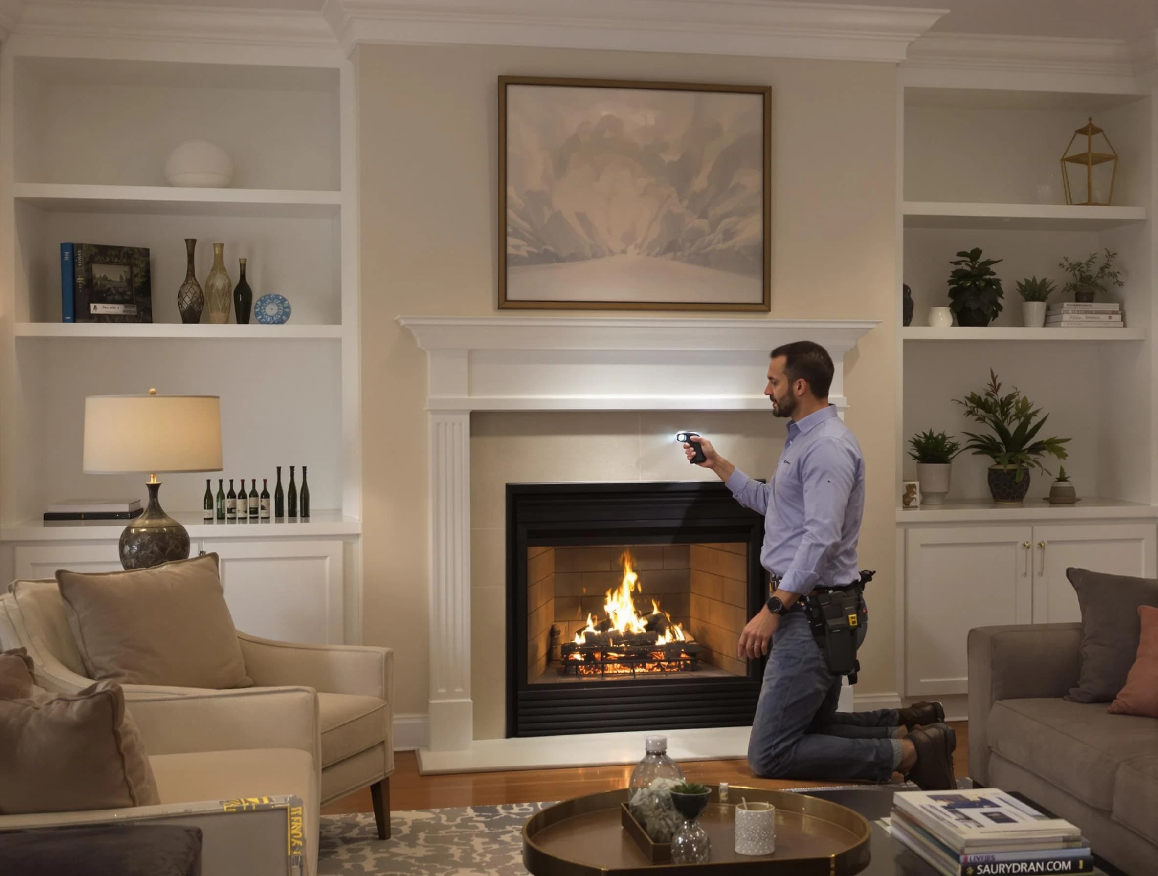 Firestone Chimney Sweep conducting a fireplace safety inspection in Firestone, CO