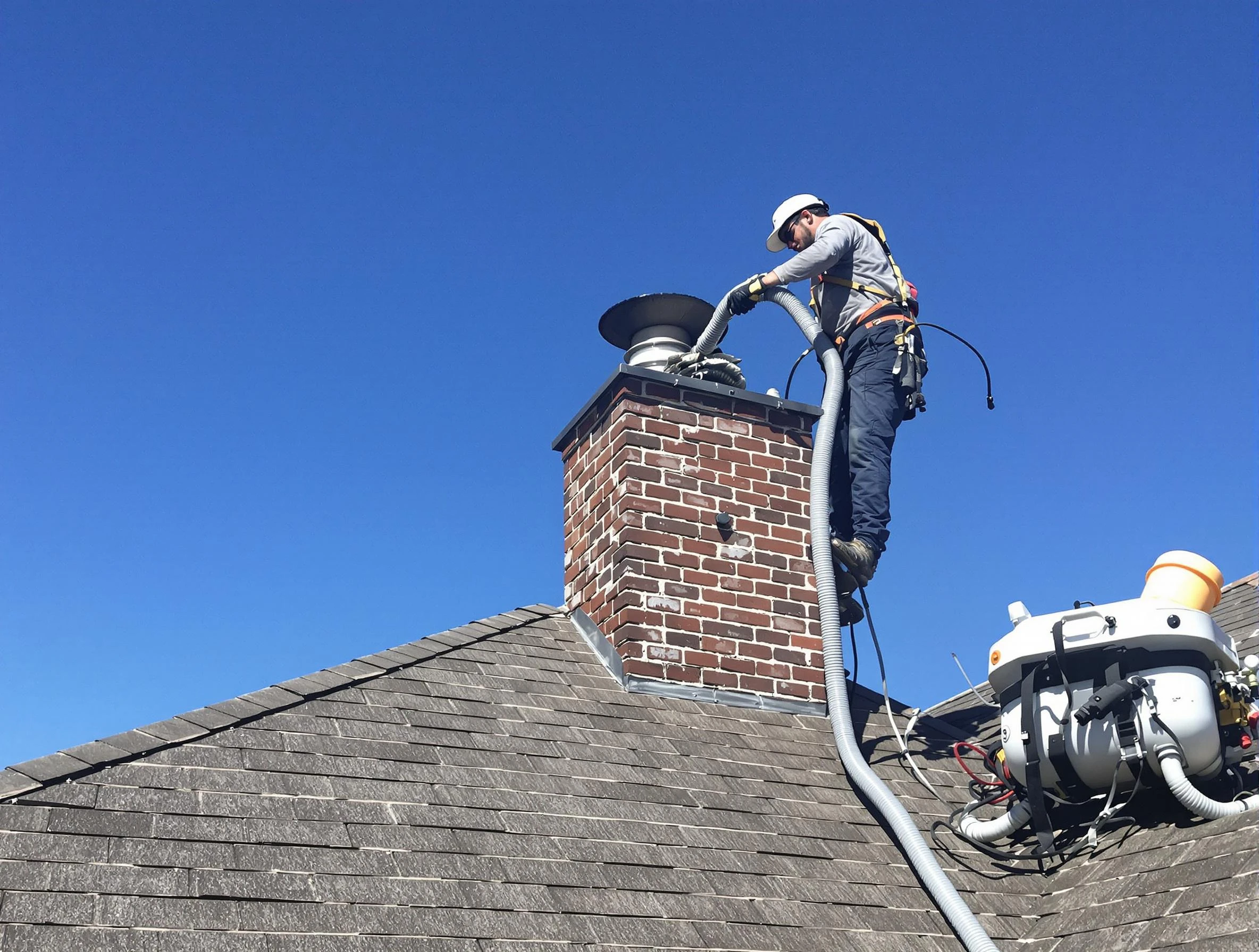 Dedicated Firestone Chimney Sweep team member cleaning a chimney in Firestone, CO
