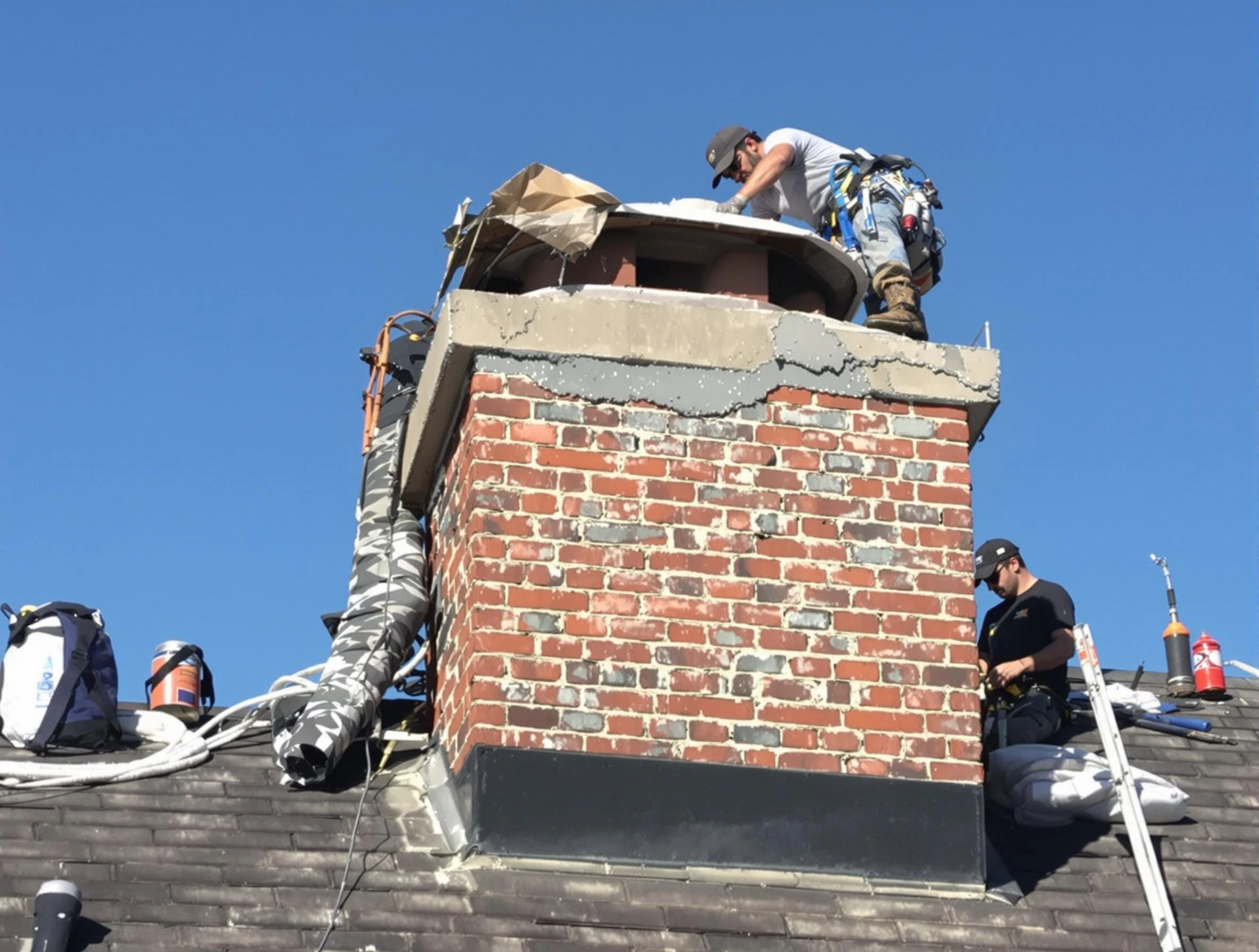 Firestone Chimney Sweep installing a custom chimney crown in Firestone, CO