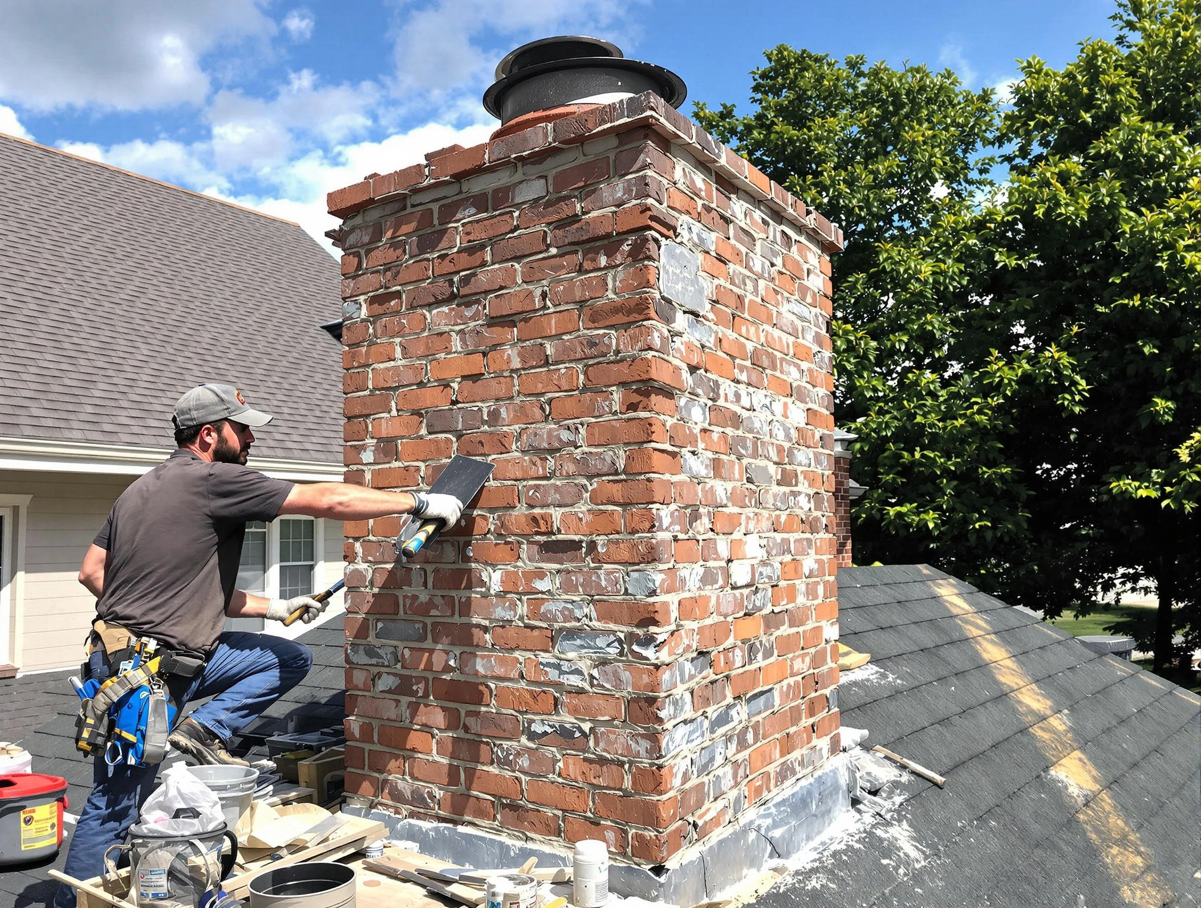 Completed chimney rebuild by Firestone Chimney Sweep in Firestone, CO