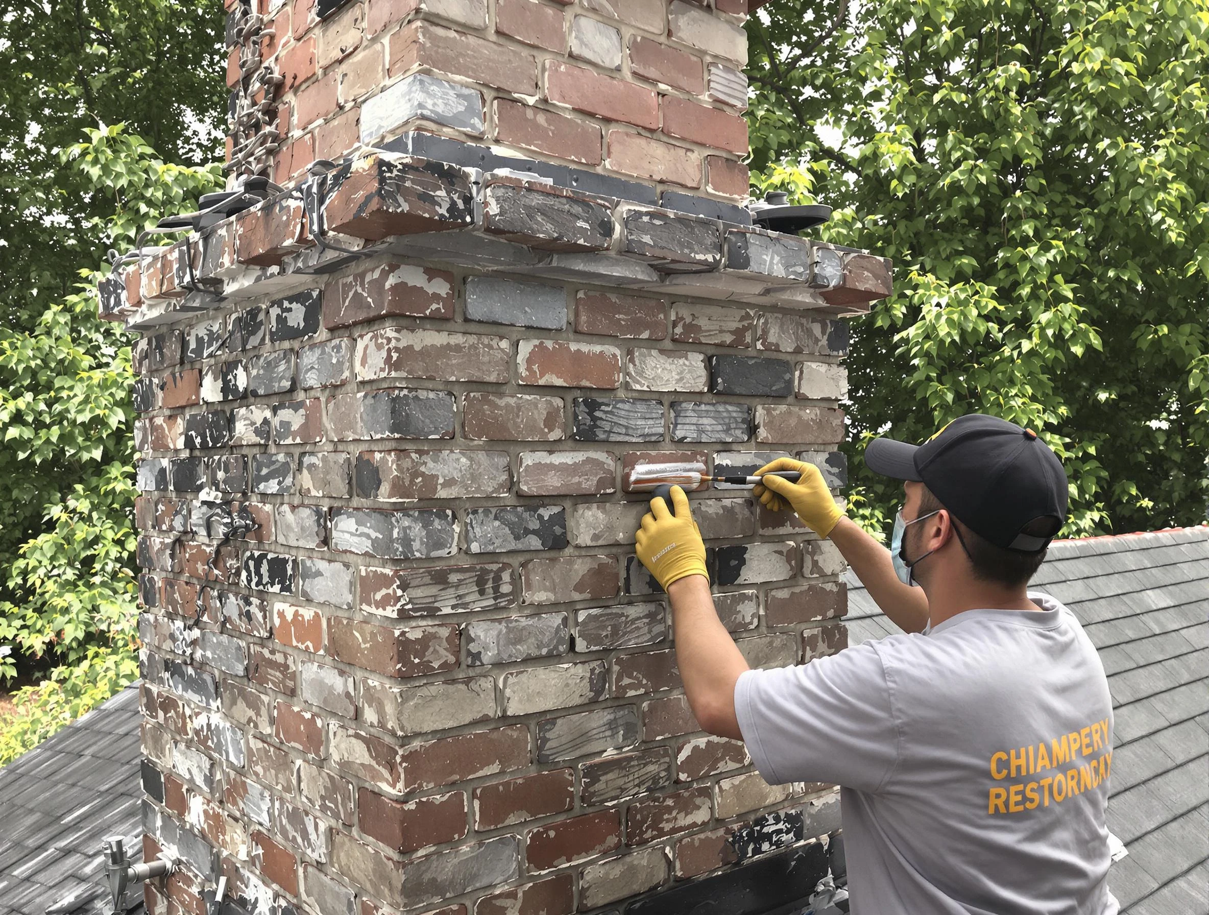 In-progress chimney restoration by Firestone Chimney Sweep in Firestone, CO